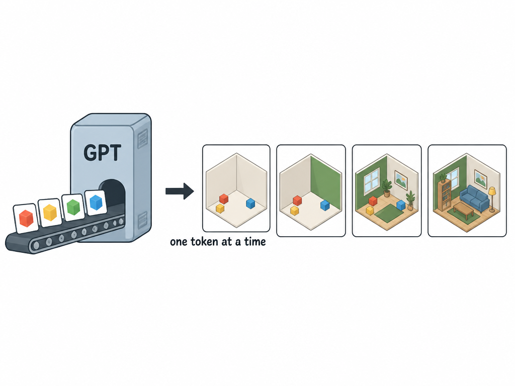 One token at a time, a room assembles
