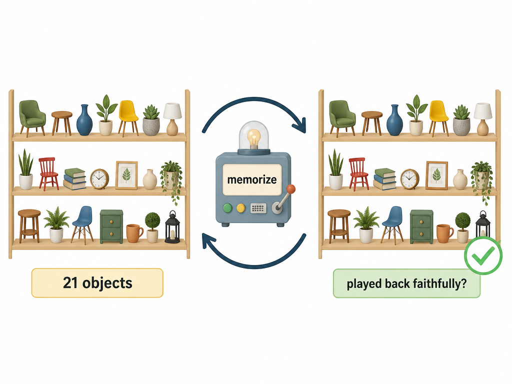 21 objects, memorize, play back